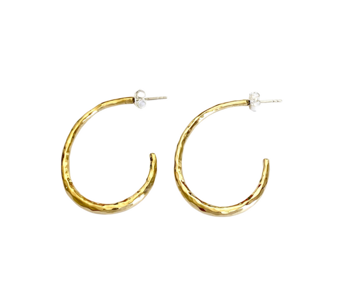 Hand Hammered Brass Hoops - SG0233Y