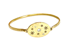 Load image into Gallery viewer, Sky Motif Hammered Brass Cuff with Zirconias - SG236Y