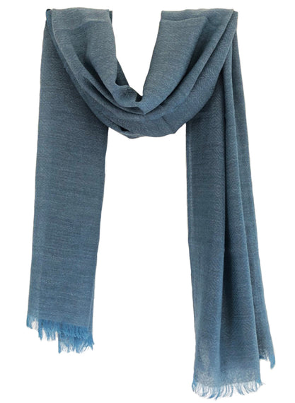 Blue scarf made in Morino Wool and Silk - IND214SWBlue