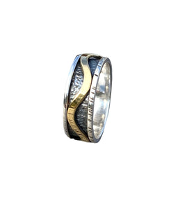 Textured Ring with Simple Brass Wave Spinning Ring - SG0221