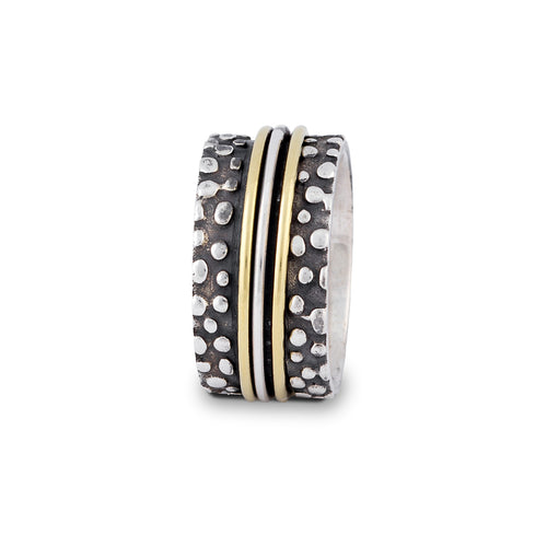 Sterling Silver Spinning Ring with Dotted Texture - JG0598