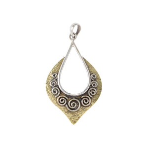 Brass Pendant with Silver Twirl Details - SG0111Y